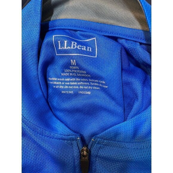 L.L Bean LL Bean Mens 1/2 Half Zip Pullover Gym Running Wicking Blue Pocket Sz M - Picture 9 of 9